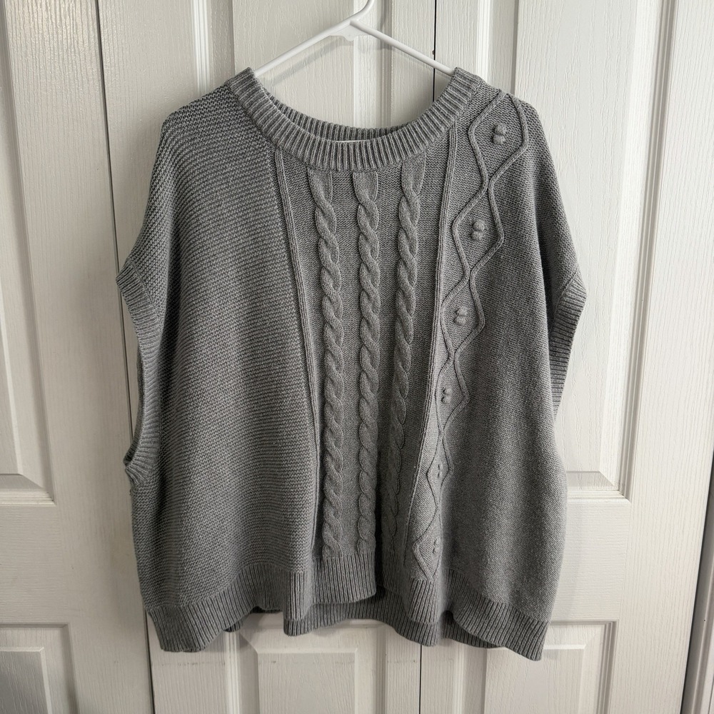Frye & Co Gray Knit Sweater Vest Women's Size 3XL Boho Office Preppy Winter